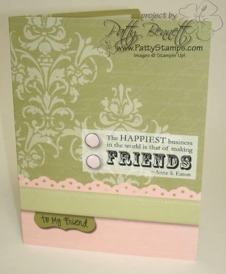 Card pink green friend