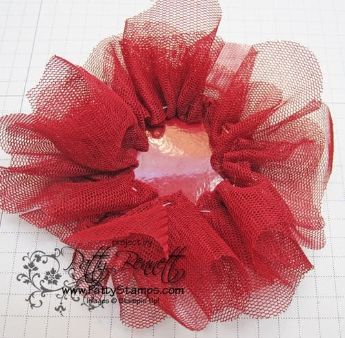 Pin tulle on sticky round