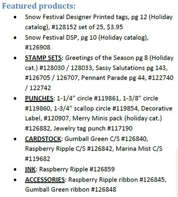 Snow festival tags cards recipe