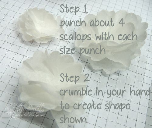 Creped filter paper flowers step 1