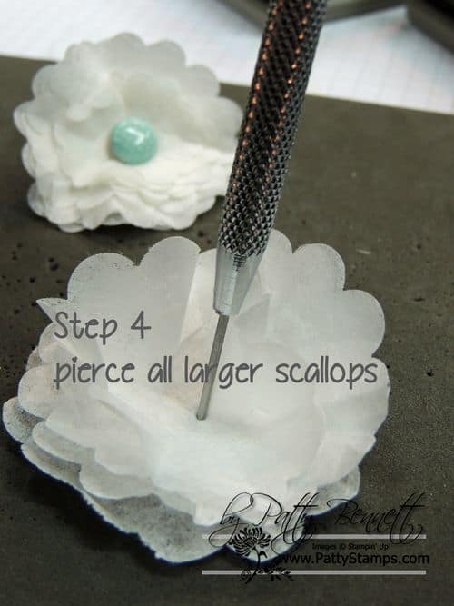 Creped filter paper flowers step 4