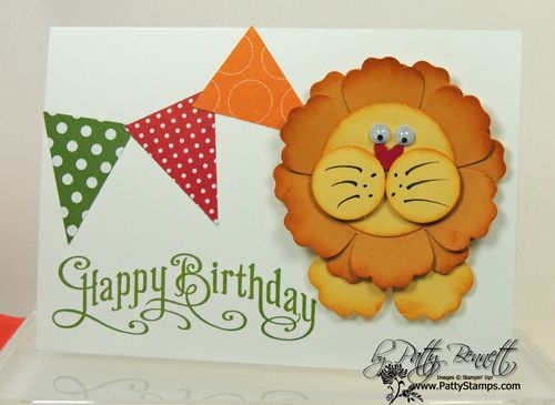 Punch art lion child birthday card