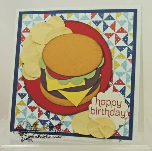Punch art burger chips card