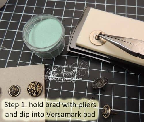 Embossed antique brads step 1 Embossed antique brads step 1