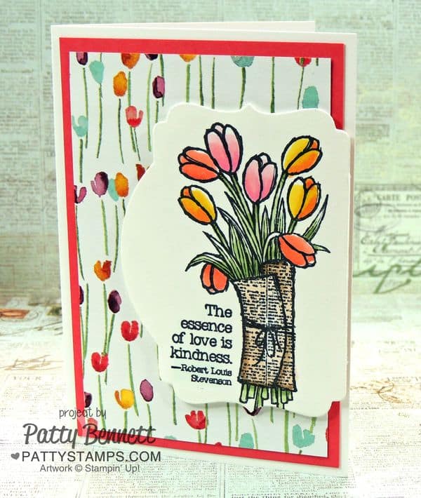 Love-is-kindness--tulip-note-card-painted-blooms-stampin-up