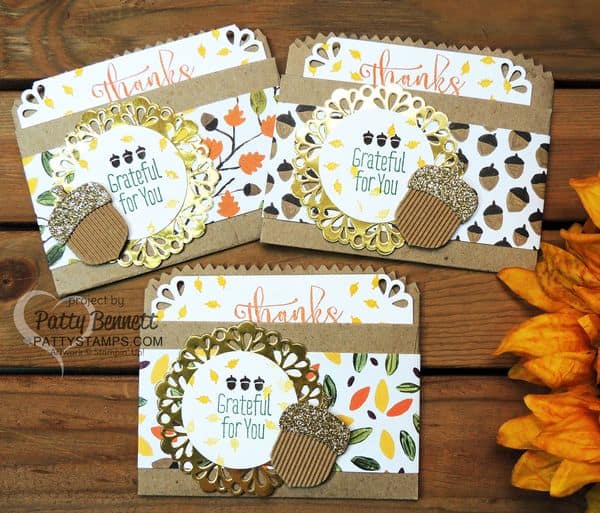 Kraft-bag-pocket-cards-gold-glimmer-acorn-stampin-up