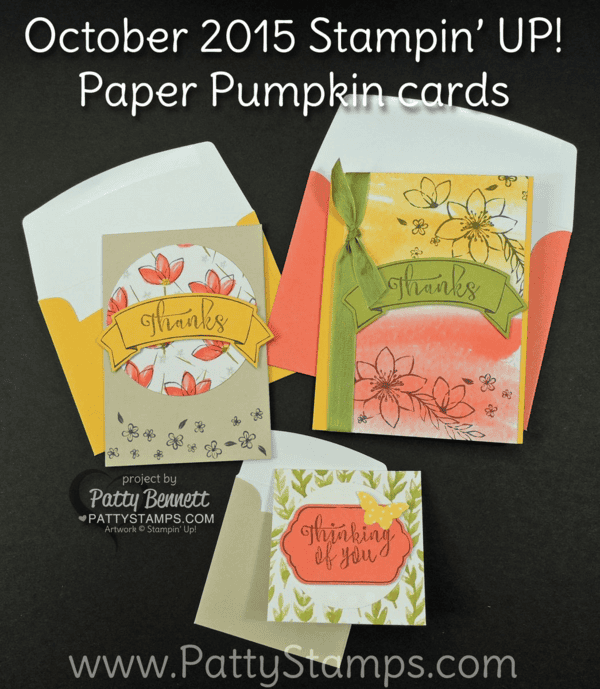 Paper Pumpkin October 2015 card kit from Stampin' Up! stamped by Patty Bennett Paper Pumpkin October 2015 card kit from Stampin' Up! stamped by Patty Bennett