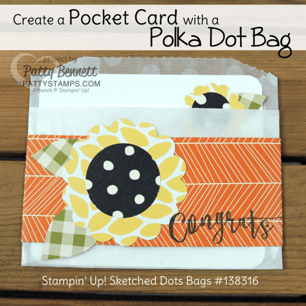 Create a Pocket Card with a Stampin Up! Sketched Polka Dot Bag