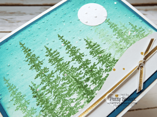 Create a pretty snowfall effect on your Wonderland Tree Card with the Softly Falling Embossing folder from Stampin' UP!. Card by Patty Bennett