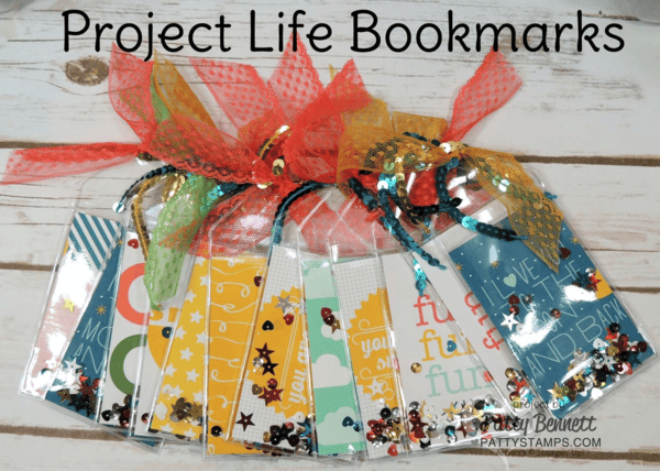 Fun DIY Bookmarks featuring Project Life cards and sequins from Stampin' UP!.  Fuse with the Project Life Fuse Tool.  by Patty Bennett