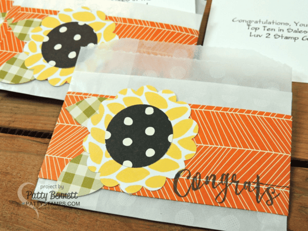 Punch Art Sunflower on a pocket card - Stampin' UP! designer paper and punches