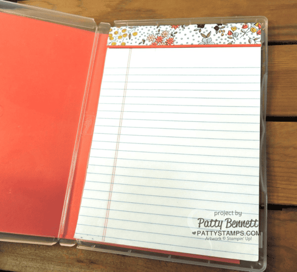 Make your own 2016 Notepad holder project - great for keeping lists, coupons, and notes handy and safe in your car, purse, backpack or at your desk!  Stampin UP Supplies from the 2016 Occasions catalog and Sale a Bration brochure. by Patty Bennett www.PattyStamps.com