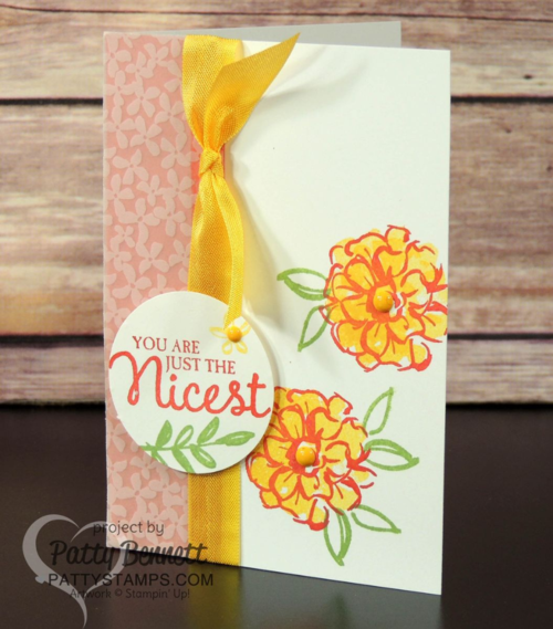 Stampin' Up! Sale a Bration What I Love card.  Notecard with Botanical Vellum by Patty Bennett at pattystamps.com 