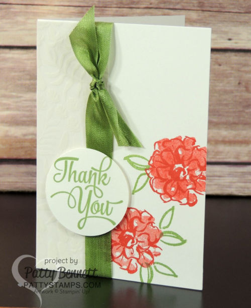 Stampin' Up! Sale a Bration What I Love card.  Notecard with Botanical Vellum by Patty Bennett at pattystamps.com 