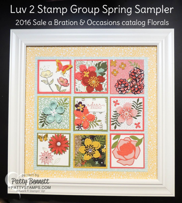 Spring floral sampler featuring Stampin' Up! Occasions catalog and Sale a bration flower stamps sets, framelit dies and paper.  Project by the Luv 2 Stamp Group