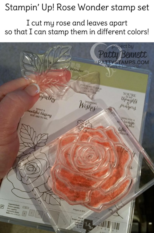 Rose Wonder stamp set cut apart to stamp rose and leaves in 2 separate colors! Stampin' UP! Tip & Time Saver! Rose Wonder stamp set cut apart to stamp rose and leaves in 2 separate colors! Stampin' UP! Tip & Time Saver!