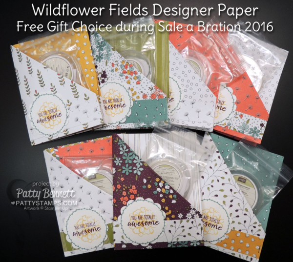 Wildflower Fields designer paper double pocket cards from Sale a Bration 2016 - Stampin' Up!, by Patty Bennett