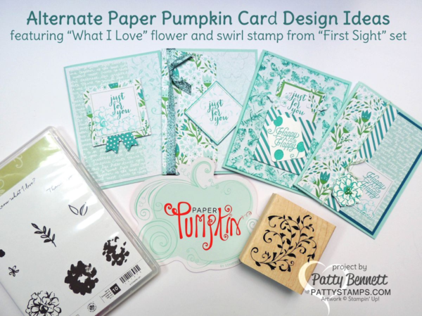 Stampin' UP! March 2016 Paper Pumpkin kit alternate card design ideas by Patty Bennett