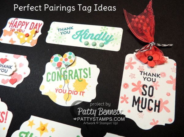 Create endless tags and labels with the Perfect Pairings Sale a Bration stamp set from Stampin' UP! Pair it up with the Perpetual Birthday Calendar background stamps for WOW tags! by Patty Bennett Create endless tags and labels with the Perfect Pairings Sale a Bration stamp set from Stampin' UP! Pair it up with the Perpetual Birthday Calendar background stamps for WOW tags! by Patty Bennett