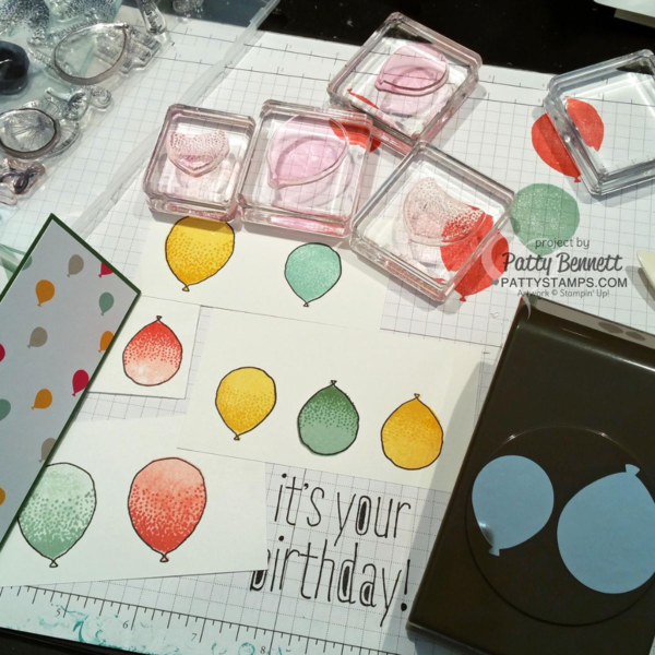Personalized 25th birthday card featuring Stampin' UP! balloon celebration balloon stamps and matching punch, Gate Fold Card by Patty Bennett