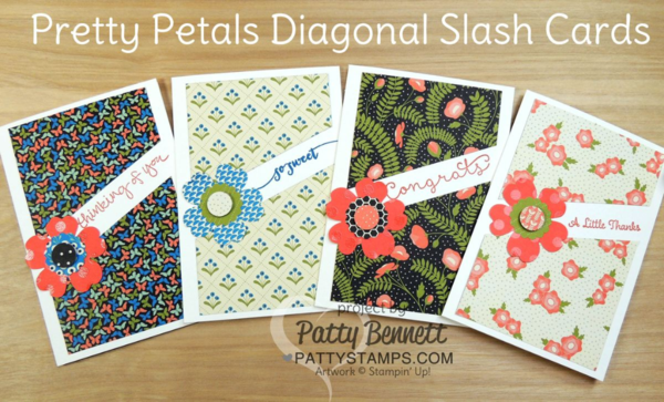 Pretty Petals Paper Stack note cards - diagonal slash design - by Patty Bennett