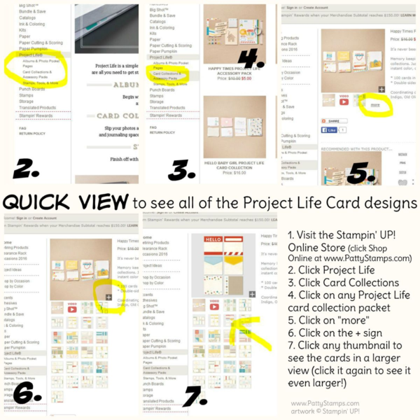 Quick way to view all of the Stampin Up project life cards in the online store #PLXSU