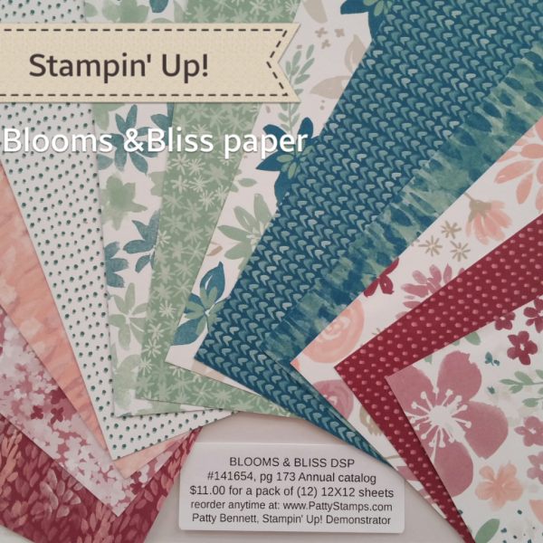 Stampin' UP! Blooms & Bliss Designer Series Paper Pack great for card making and crafting projects, shop online at www.PattyStamps.com