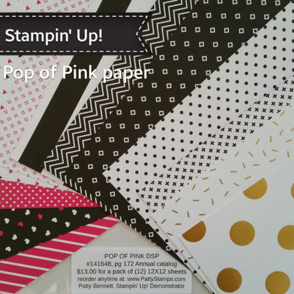Stampin' UP! Pop of Pink Designer Series Paper Pack great for card making and crafting projects, shop online at www.PattyStamps.com