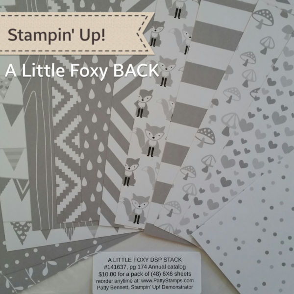 Stampin' UP! A Little Foxy Designer Series Paper Pack great for card making and crafting projects, shop online at www.PattyStamps.com