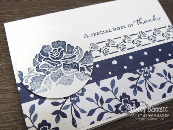 Floral Boutique Navy and White note cards from Patty Bennett.  All stamping supplies from Stampin' Up!