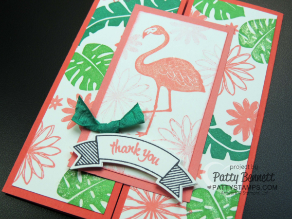 Use the Clear Wink of Stella Glimmer pen to highlight this Flirty Flamingo Pop of Paradise Gate Fold Greeting card featuring Stampin' Up! In Colors by Patty Bennett at www.PattyStamps.com Use the Clear Wink of Stella Glimmer pen to highlight this Flirty Flamingo Pop of Paradise Gate Fold Greeting card featuring Stampin' Up! In Colors by Patty Bennett at www.PattyStamps.com
