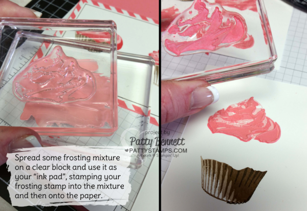 How to stamp the frosting for the Sweet Cupcake bundle card with frosting! Stampin' UP! ink, stamps, paper and accessories available at pattystamps.com