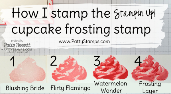 How to stamp the frosting for the Sweet Cupcake bundle card with frosting! Stampin' UP! ink, stamps, paper and accessories available at pattystamps.com