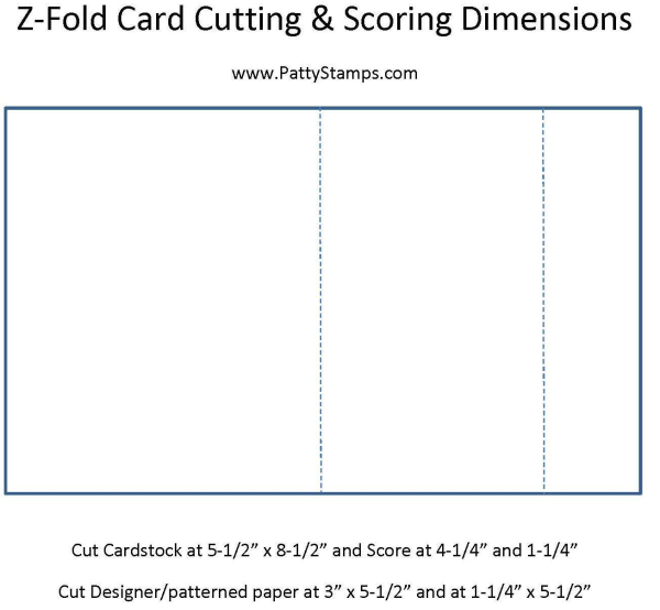 Z fold card cutting and scoring pattystamps