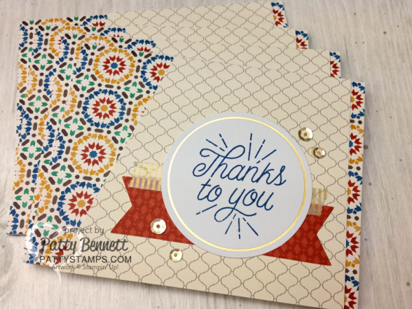 Card Kit: Stampin' Up! Tin of Cards kit creates 16 cards - complete with so many fun embellishments!  order #141651 - click shop online at www.pattystamps.com
