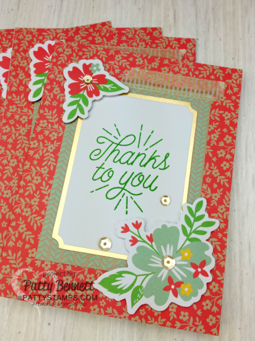 Card Kit: Stampin' Up! Tin of Cards kit creates 16 cards - complete with so many fun embellishments!  order #141651 - click shop online at www.pattystamps.com