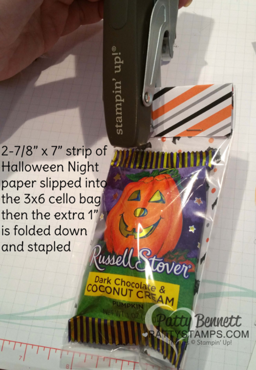 Stampin Up! Halloween Night Treat Bag - in 3x6 gusseted cello bags, decorated with Spooky Fun stamp set and Halloween Scenes edgelit dies by Patty Bennett, www.PattyStamps.com Stampin Up! Halloween Night Treat Bag - in 3x6 gusseted cello bags, decorated with Spooky Fun stamp set and Halloween Scenes edgelit dies by Patty Bennett, www.PattyStamps.com
