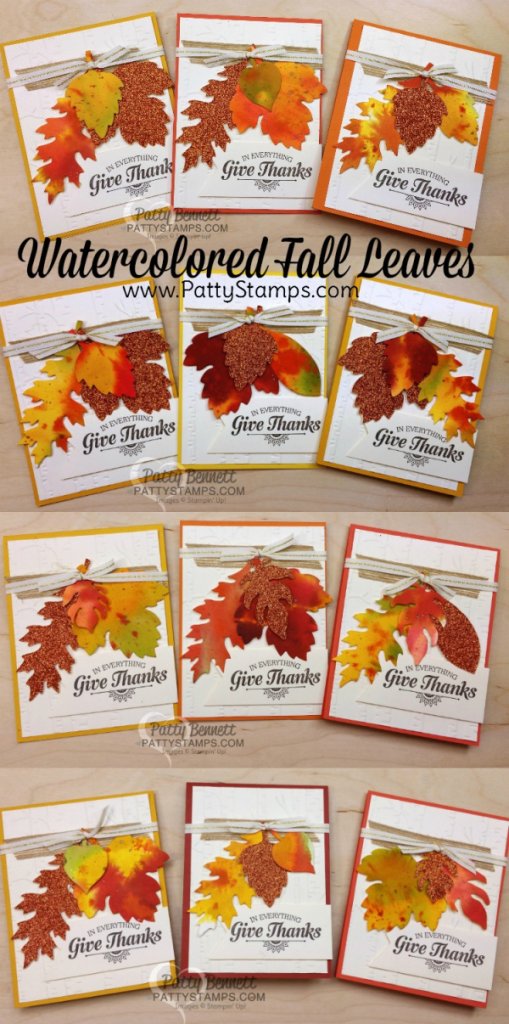 Watercolor Wash Fall Leaf cards by pattystamps