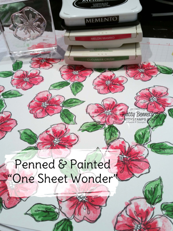 One Sheet Wonder note cards featuring Stampin' Up! Penned & Painted stamp set, by Patty Bennett at www.PattyStamps.com