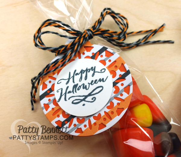 Stampin UP! DIY Halloween Treat Bags featuring Jar of Haunts stamp set and Halloween Night paper.  Tag Topper: Merry Tags Framelits.  by Patty Bennett, www.PattyStamps.com