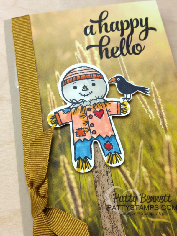 Stampin' UP! Cookie Cutter Halloween stamp set - Fall Scarecrow card featuring the Serene Scenery background paper by Patty Bennett at www.PattyStamps.com Stampin' UP! Cookie Cutter Halloween stamp set - Fall Scarecrow card featuring the Serene Scenery background paper by Patty Bennett at www.PattyStamps.com