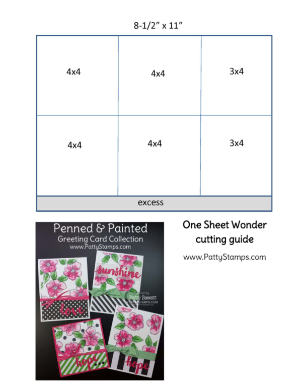 One Sheet Wonder note cards featuring Stampin' Up! Penned & Painted stamp set, by Patty Bennett at www.PattyStamps.com