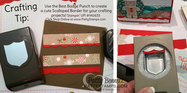 Paper Crafting Tip: Use the Stampin' Up! Best Badge punch to create a scalloped cardstock border!