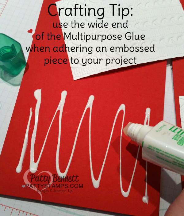 Multipurpose glue tip for using the Cable Knit embossing folder from Stampin' Up!
