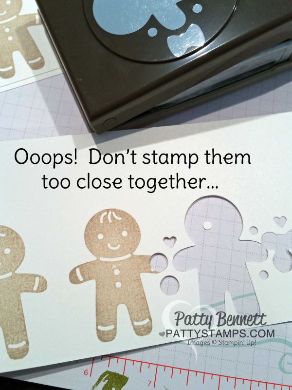 Tip for the Stampin' UP! Christmas Card featuring Cable Knit embossing folder, Cookie Cutter Christmas gingerbread man and Jolly Hat punch, by Patty Bennett