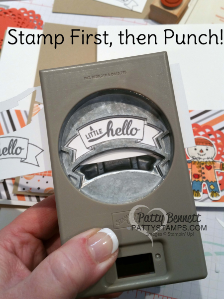Stampin' Tip!  Always stamp your images first, then flip the punch over and center your image before punching!
