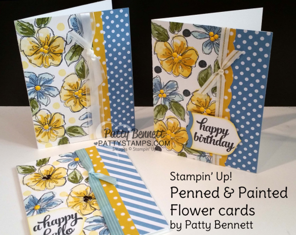Hand stamped Stampin' UP! Penned & Painted floral cards for all occasions by Patty Bennett