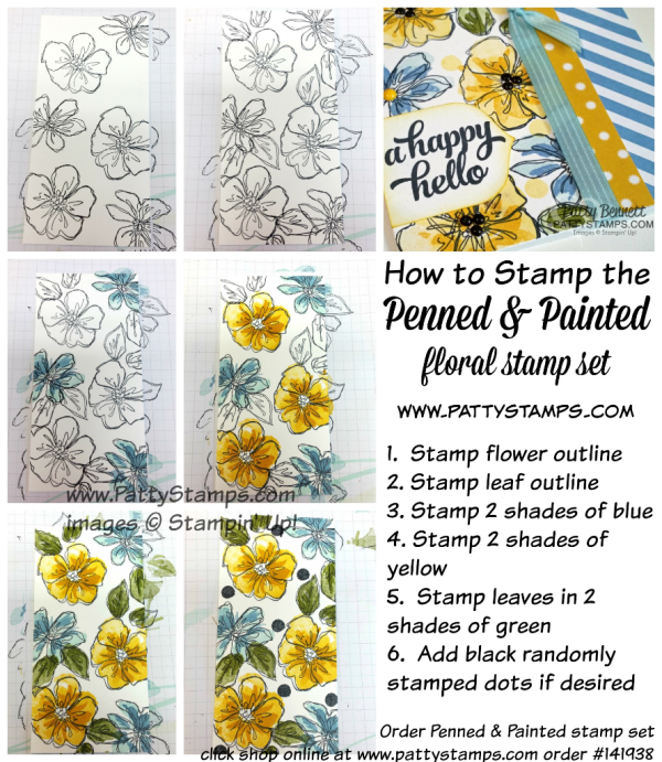 How to stamp the Stampin' UP! Penned & Painted floral cards for all occasions by Patty Bennett