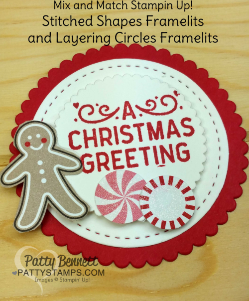 Stampin Up! Stitched Shape Framelits Christmas Tag Ideas. Paired with Layering Circles by Patty Bennett Stampin Up! Stitched Shape Framelits Christmas Tag Ideas. Paired with Layering Circles by Patty Bennett