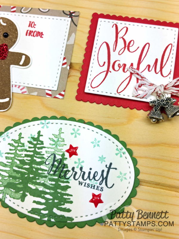 Stampin Up! Stitched Shape Framelits Christmas Tag Ideas. Paired with Layering Circles, Ovals and Squares by Patty Bennett Stampin Up! Stitched Shape Framelits Christmas Tag Ideas. Paired with Layering Circles, Ovals and Squares by Patty Bennett